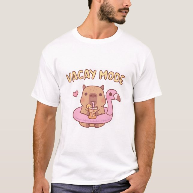 T-shirt Cute Capybara Avec Flamant rose Pool Float Vacay M (Devant)