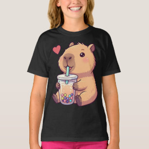 T-shirt Cute Capybara Boba Tea Bubble pour fille