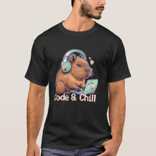 T-shirt Cute Capybara Code Chill Girl Programmer Coding Ca