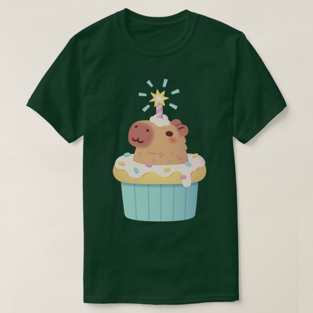 T-shirt Cute Capybara En Cupcake Funny (Design devant)