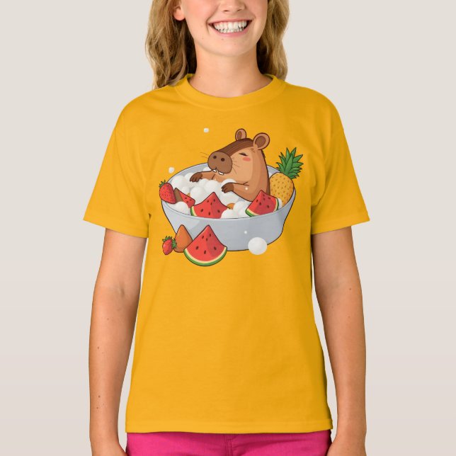 T-shirt Cute Capybara Fruit Bath Spa Day Kawaii Animal Ill (Devant)