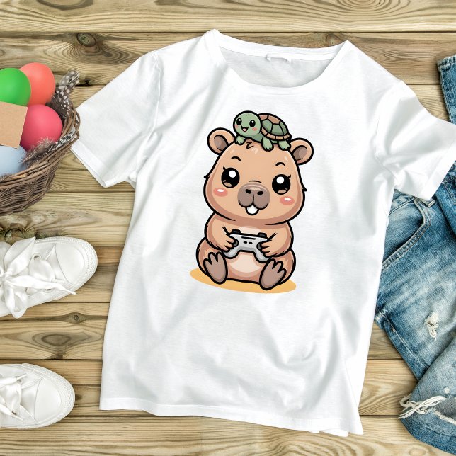 T-shirt Cute Capybara Gamer Anime Turtle Kawaii Gaming  (Créateur téléchargé)