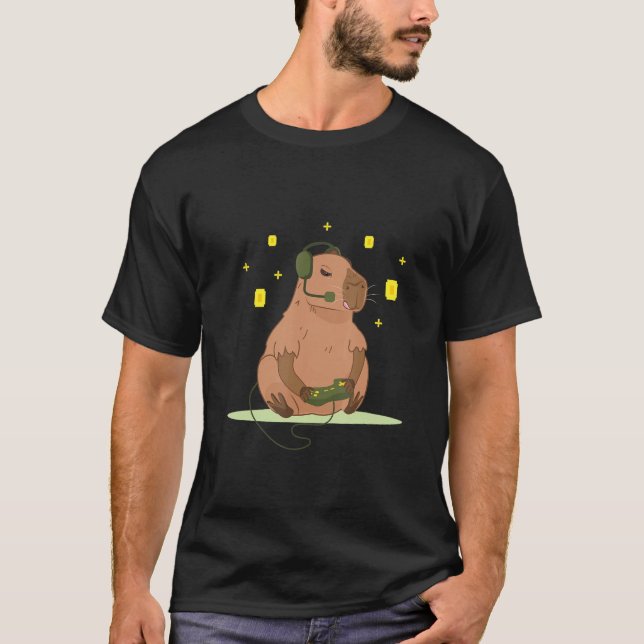 T-shirt Cute Capybara Gaming Joystick Boy Girl Video Games (Devant)