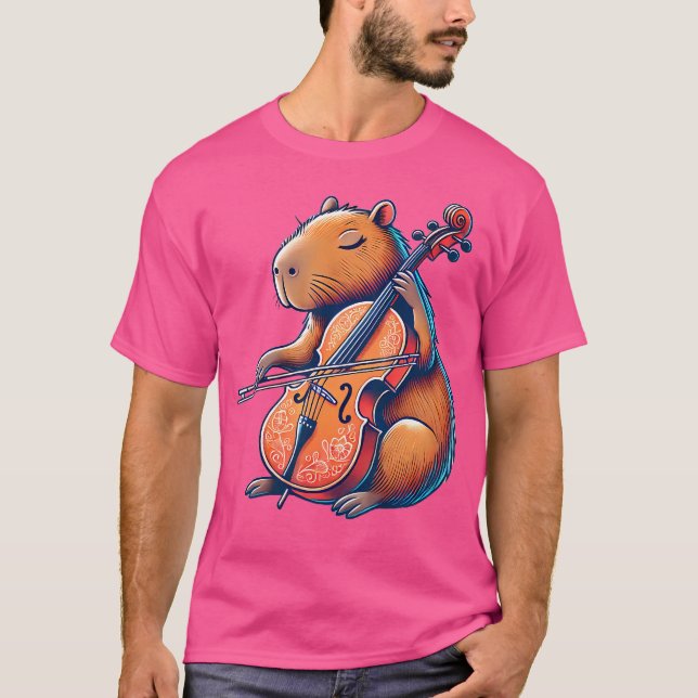 T-shirt Cute Capybara Jouer Cello Capybaras Musicien Mus (Devant)