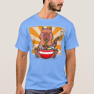T-shirt Cute Capybara Manger Ramen Amusant Animal Anime Ma