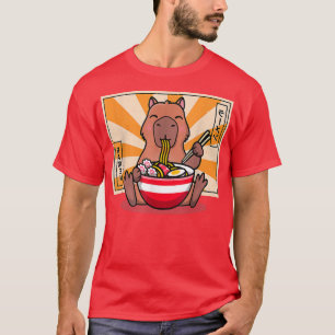 T-shirt Cute Capybara Manger Ramen Amusant Animal Anime Ma