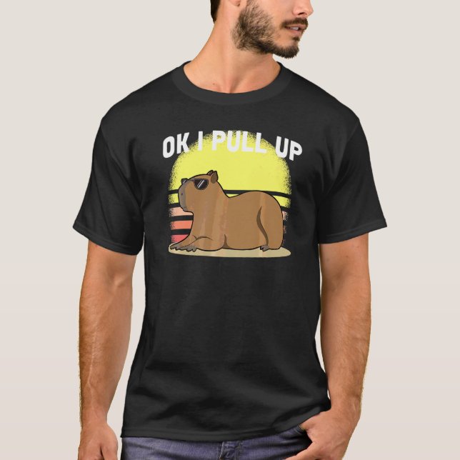 T-shirt Cute Capybara Ok je monte Capybara  Mème (Devant)