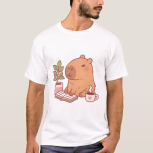 T-shirt Cute Capybara Profitant D'Une Bonne Lecture Et Caf