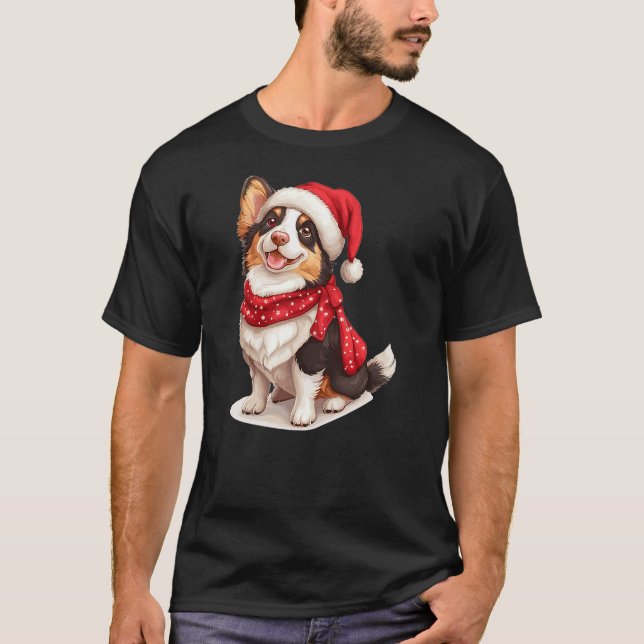 T-shirt Cute Cardigan Welsh Corgi Dog Christmas Merry X-ma (Devant)