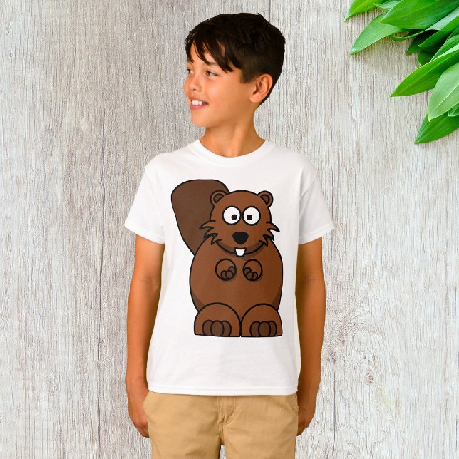 T-shirt Cute Cartoon Beaver Funny Bois Animal (Créateur téléchargé)