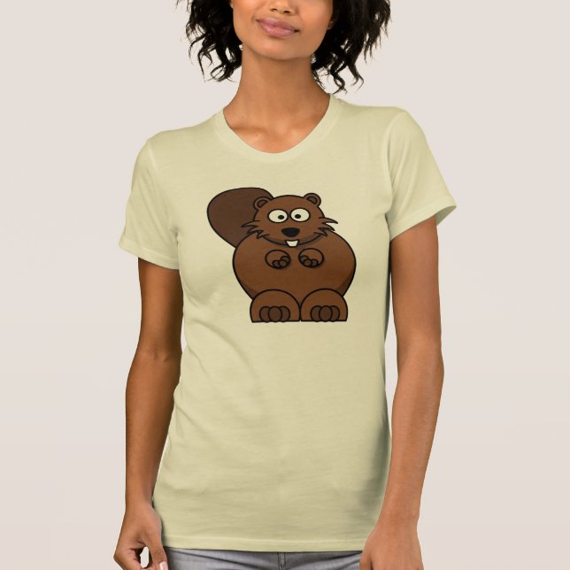 T-shirt Cute Cartoon Beaver Funny Bois Animal (Devant)