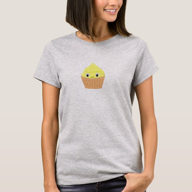 T-shirt Cute Cartoon Citron Cupcake (Devant)