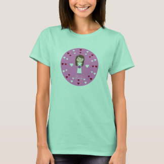 T-shirt Cute Cartoon Mariée & Coeurs Personnalisé