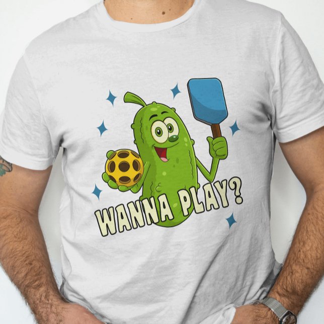 T-shirt Cute Cartoon Pickle Wanna Jouer Pickleball (Créateur téléchargé)