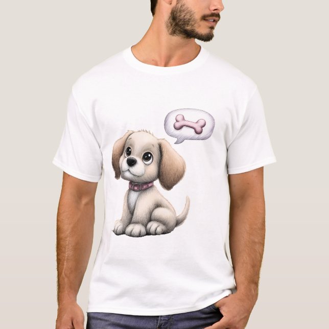 T-shirt Cute Cartoon Puppy with Bone (Devant)
