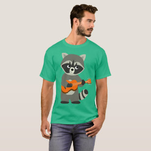 T-shirt Cute Cartoon Raccoon Jouer de la guitare