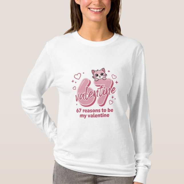 T-shirt Cute cat 67 valentine (Devant)