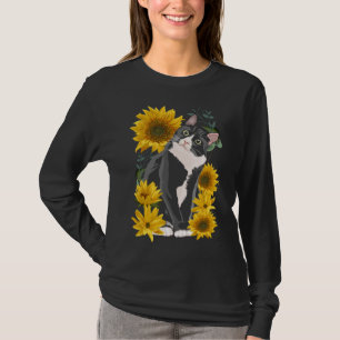 T-shirt Cute Cat and Sunflower Jardin Feline Amour