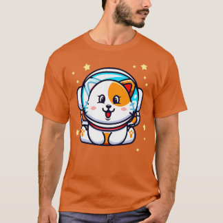 T-shirt Cute Cat Astronaut Espace Kawaii Chibi Kitten Anim