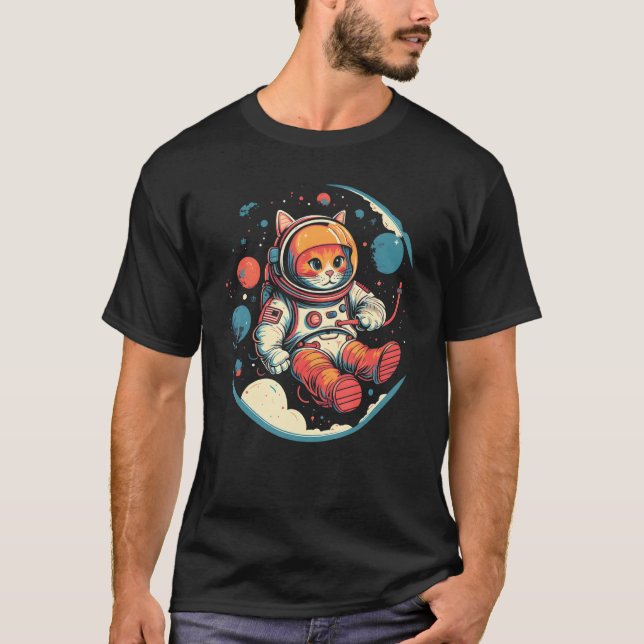 T-shirt Cute Cat Astronaut in Space Celestial Gifts (Devant)