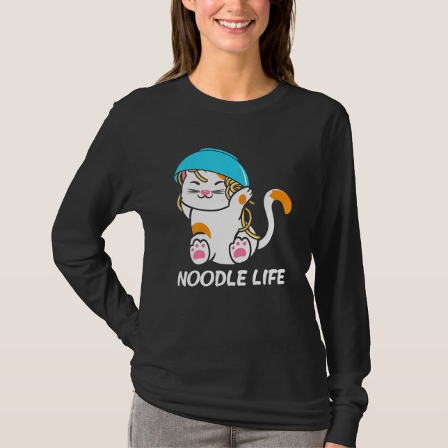 T-shirt Cute Cat Bowl Noodles Head Noodle Life Kitten Kitt (Devant)
