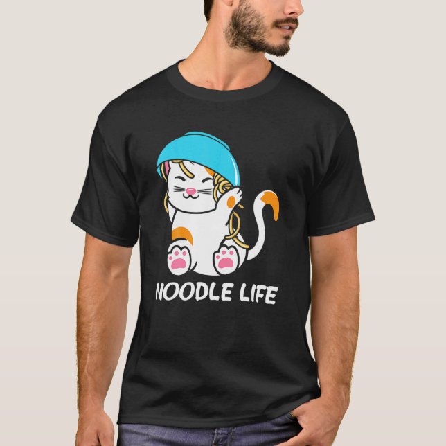 T-shirt Cute Cat Bowl Noodles Head Noodle Life Kitten Kitt (Devant)