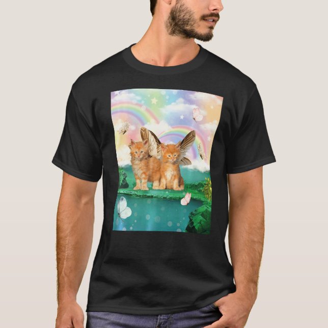 T-shirt Cute Cat Butterflies Mom Kitten Cats (Devant)