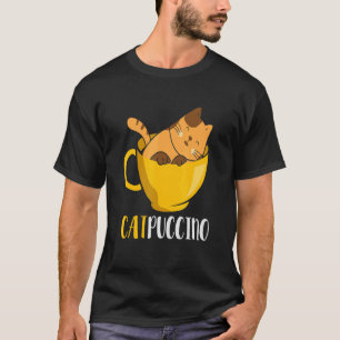 T-shirt Cute Cat Catpuccino Cappuccino Café Cat Pun Life