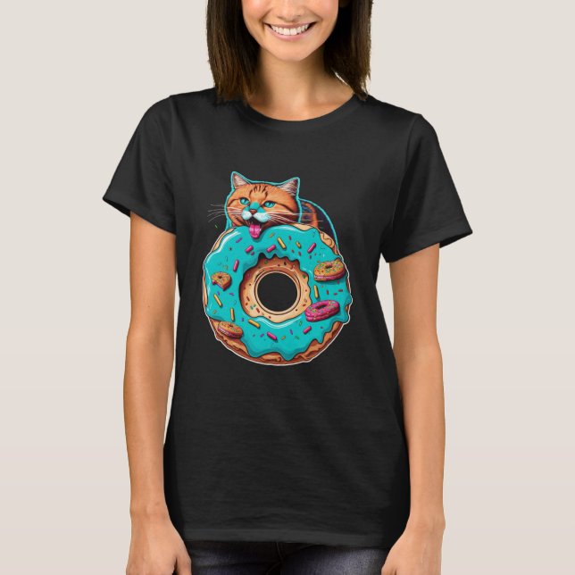 T-shirt Cute Cat Donut Graphic Tees Men Women Boys Girls (Devant)