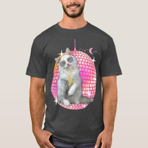 T-shirt Cute Cat, Drôle Chat, Disco Retro Techno DJ Cat Pa