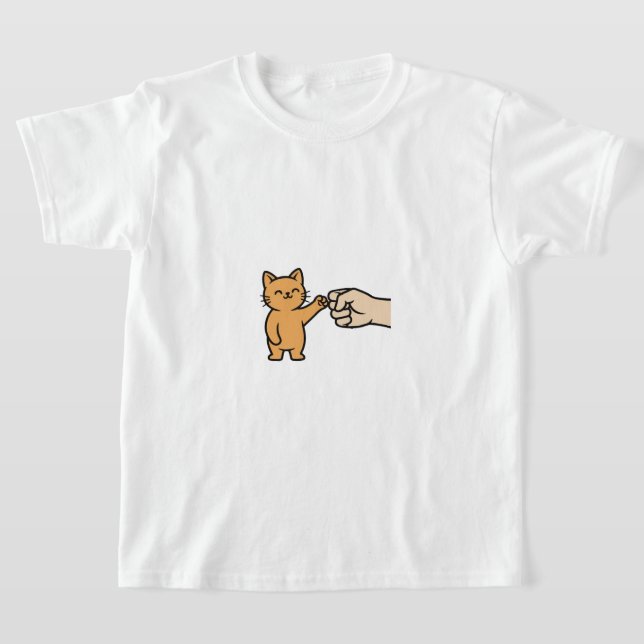 T-shirt Cute Cat Fist Bump Modern Art Tee for Children (Poser)