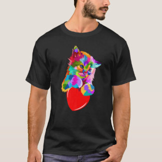 T-shirt Cute Cat For Kittens  Colorful Kitty Adoption
