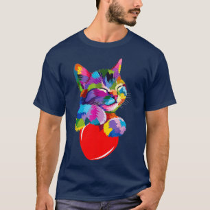 T-shirt Cute Cat Gift for kitten lovers Colorful Art