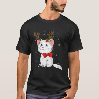 T-shirt Cute Cat Girl Reindeer Noël Kitten Adulte Coût