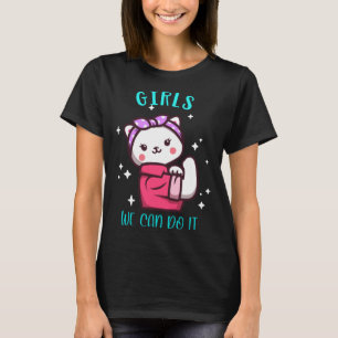 T-shirt Cute Cat Girlie Girl Strong Power Emancipation Fem
