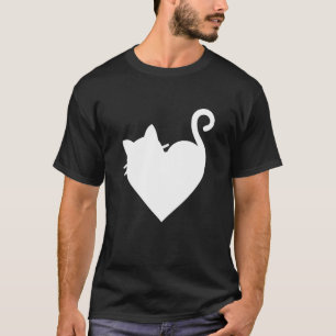 T-shirt Cute Cat Heart Hommes & Femmes 5 Couleurs - Blanc