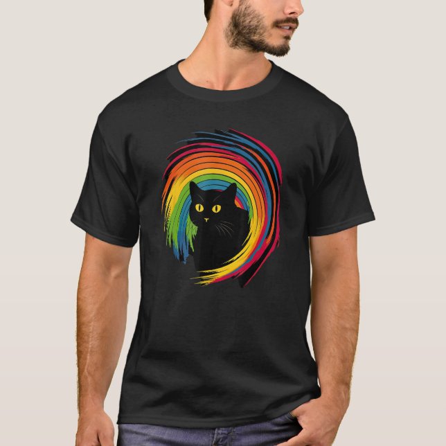 T-shirt cute Cat in Front of Rainbow cats  catowner (Devant)