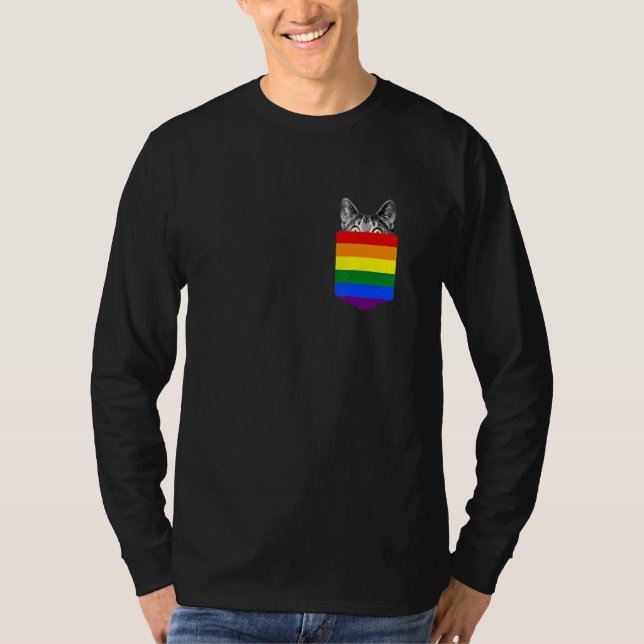 T-shirt cute cat In Pocket LGBT (Devant)