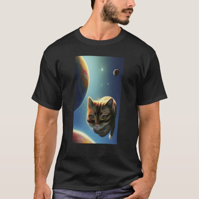 T-shirt Cute Cat in Space (Devant)
