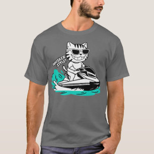 T-shirt Cute Cat Jet Ski été drôle cadeau cadeau