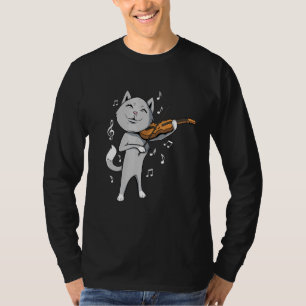 T-shirt Cute Cat Joue Violon Viola Fiddle