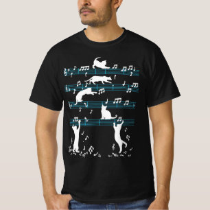 T-shirt Cute Cat Kitty Jouer de la musique Note