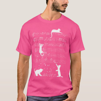 T-shirt Cute Cat Kitty Jouer Musique Clef Piano Musicien A