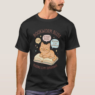 T-shirt Cute Cat Librarian Book Reader Collector Book Worm