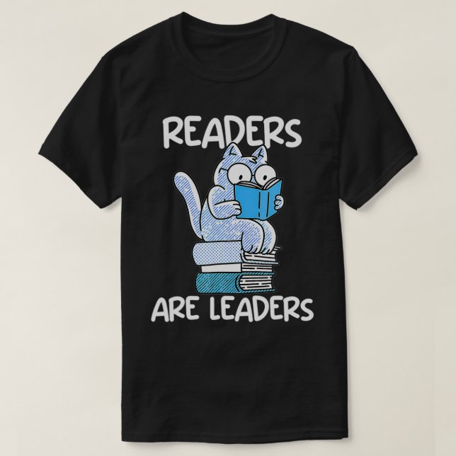 T-shirt Cute Cat Livre Lecture Lecteurs Sont Leaders Libra (Design devant)