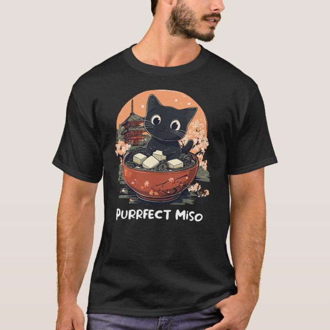 T-shirt Cute Cat Lover Design Miso Soup Funny Cat (Devant)