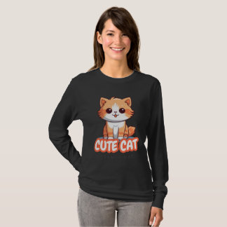 T-shirt "Cute Cat Mode Print - Design chaton élégant pour