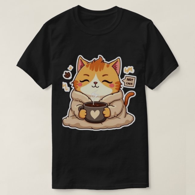 T-shirt Cute Cat "Not Cake" Coffee Lover (Design devant)