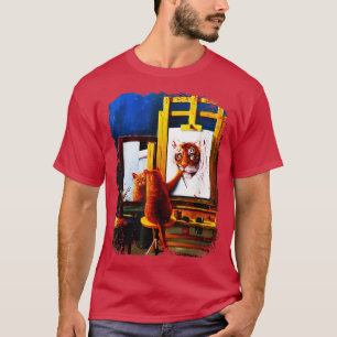T-shirt Cute Cat Peinture Lion Animaux Artistiques Lover G