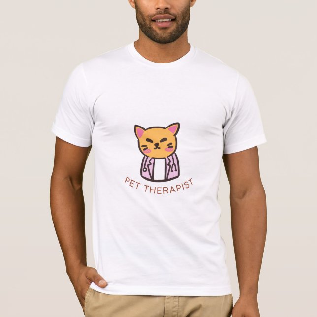 T-shirt Cute Cat Pet Therapist Cartoon Design (Devant)